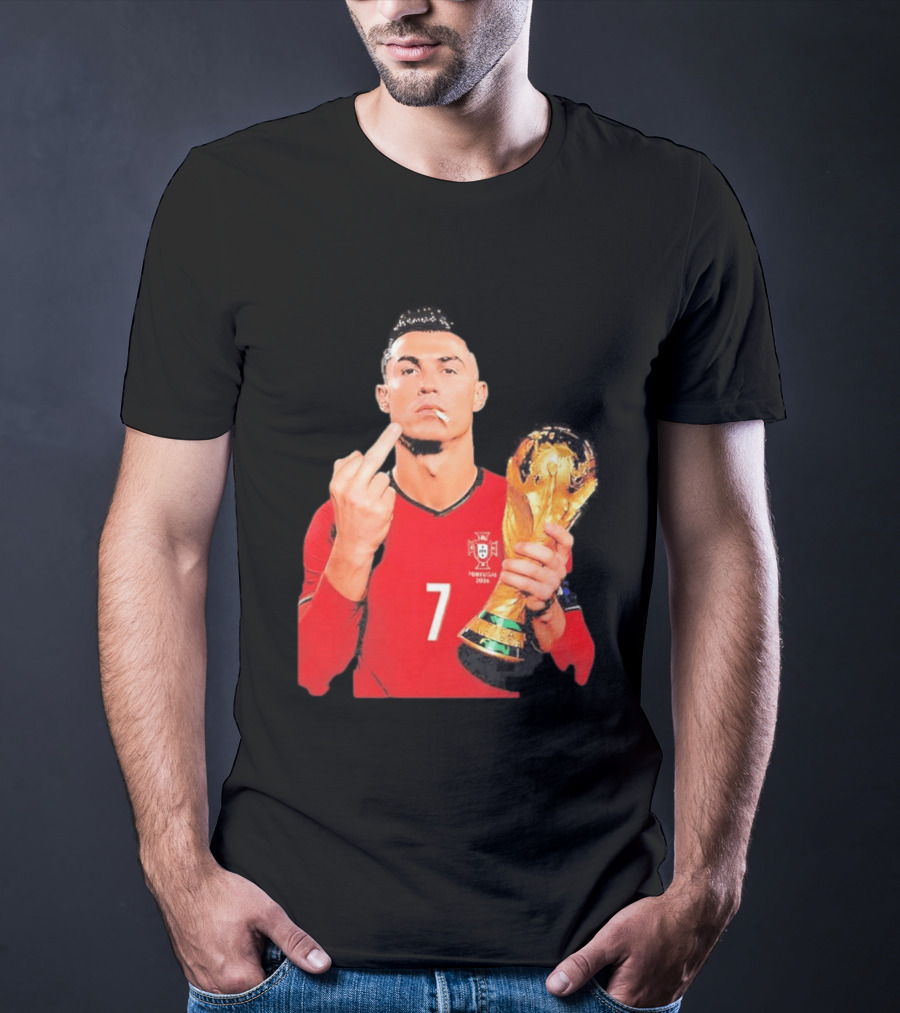Cristiano Ronaldo Portugal 7 Middle Finger World Cup Trophy T-Shirt