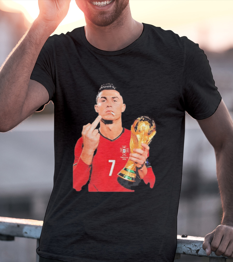 Cristiano Ronaldo Portugal 7 Middle Finger World Cup Trophy T-Shirt