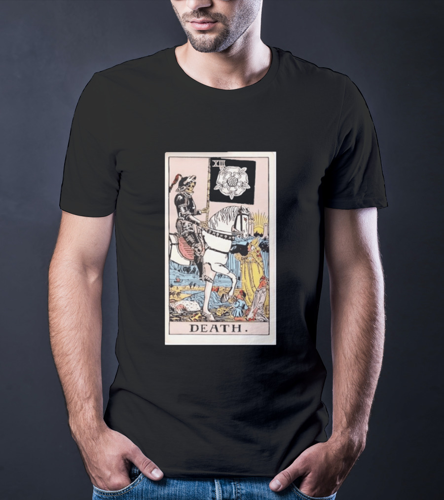 XIII Death Rider Of The Apocalypse Tarot Card Skeleton On Horse Flag XIII T-Shirt