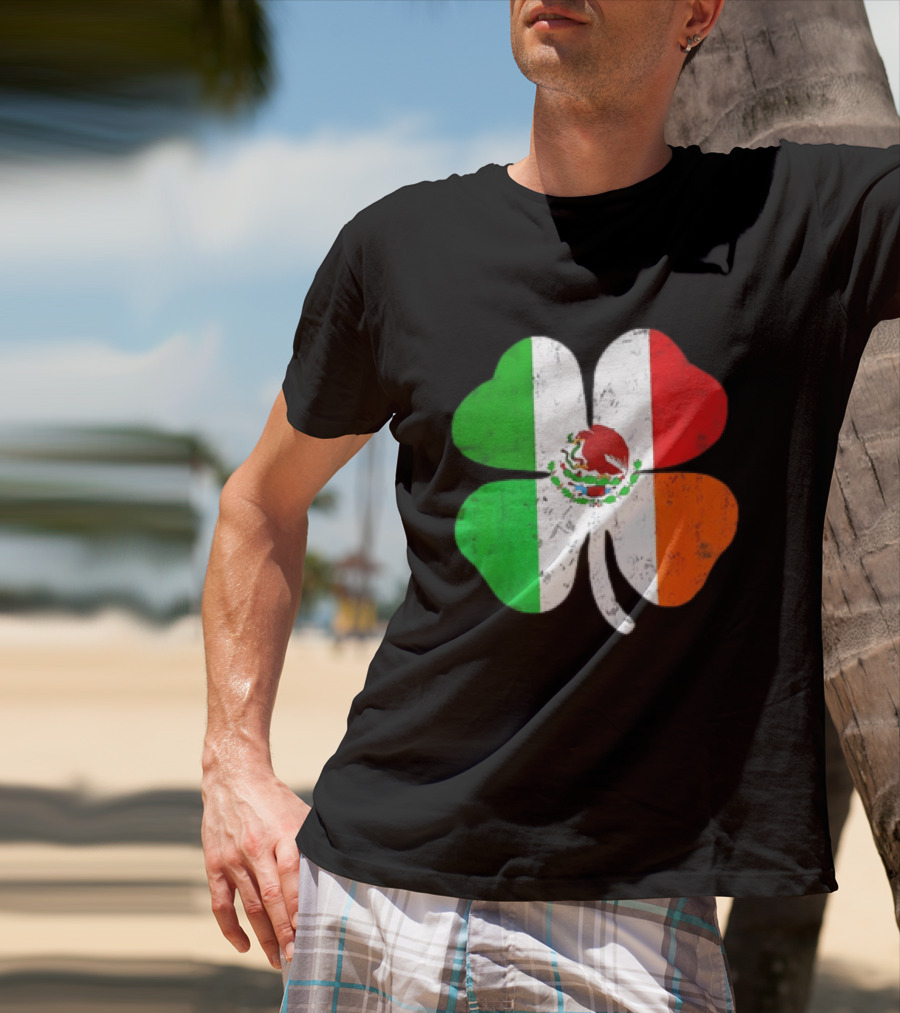Mexican Irish Shamrock Flag St Patrick's Mexico Ireland Unity T-Shirt
