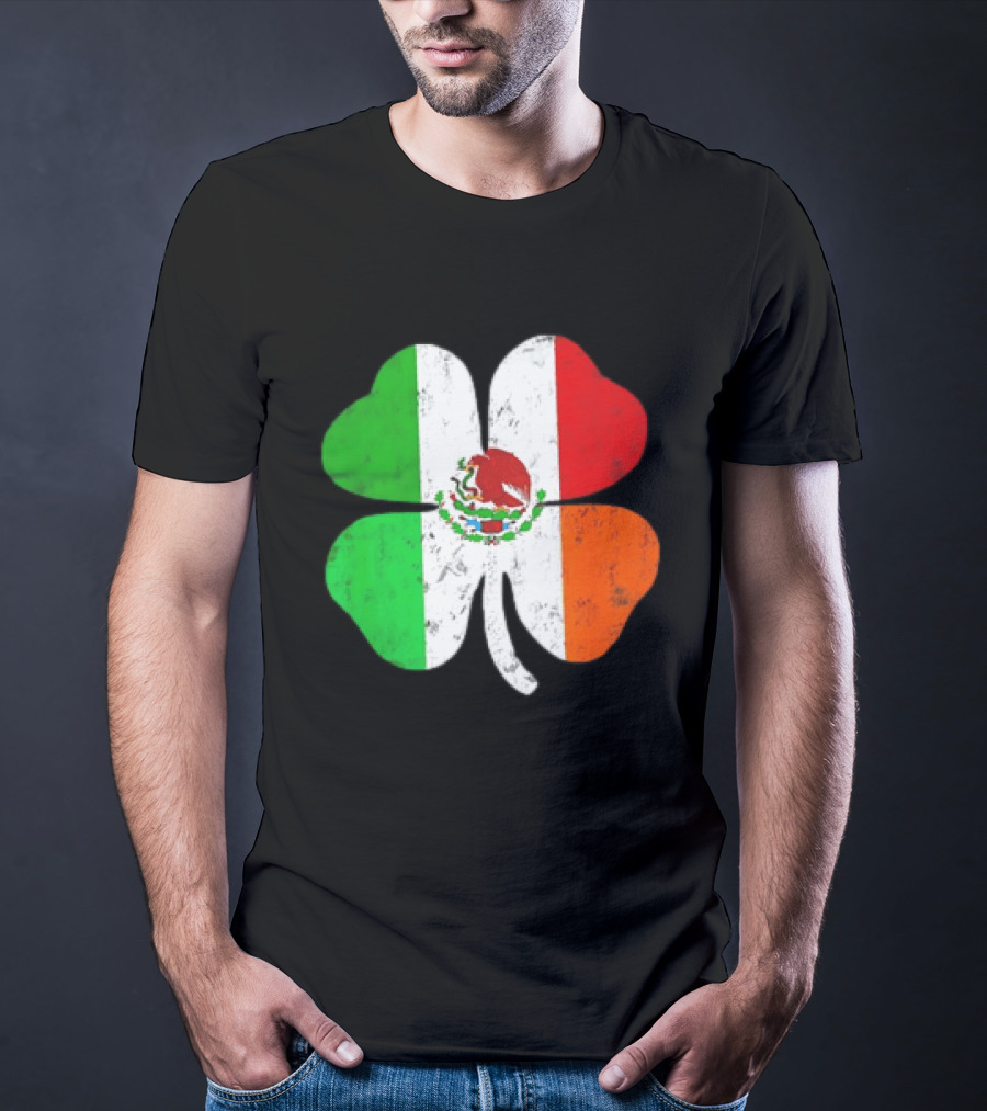 Mexican Irish Shamrock Flag St Patrick's Mexico Ireland Unity T-Shirt