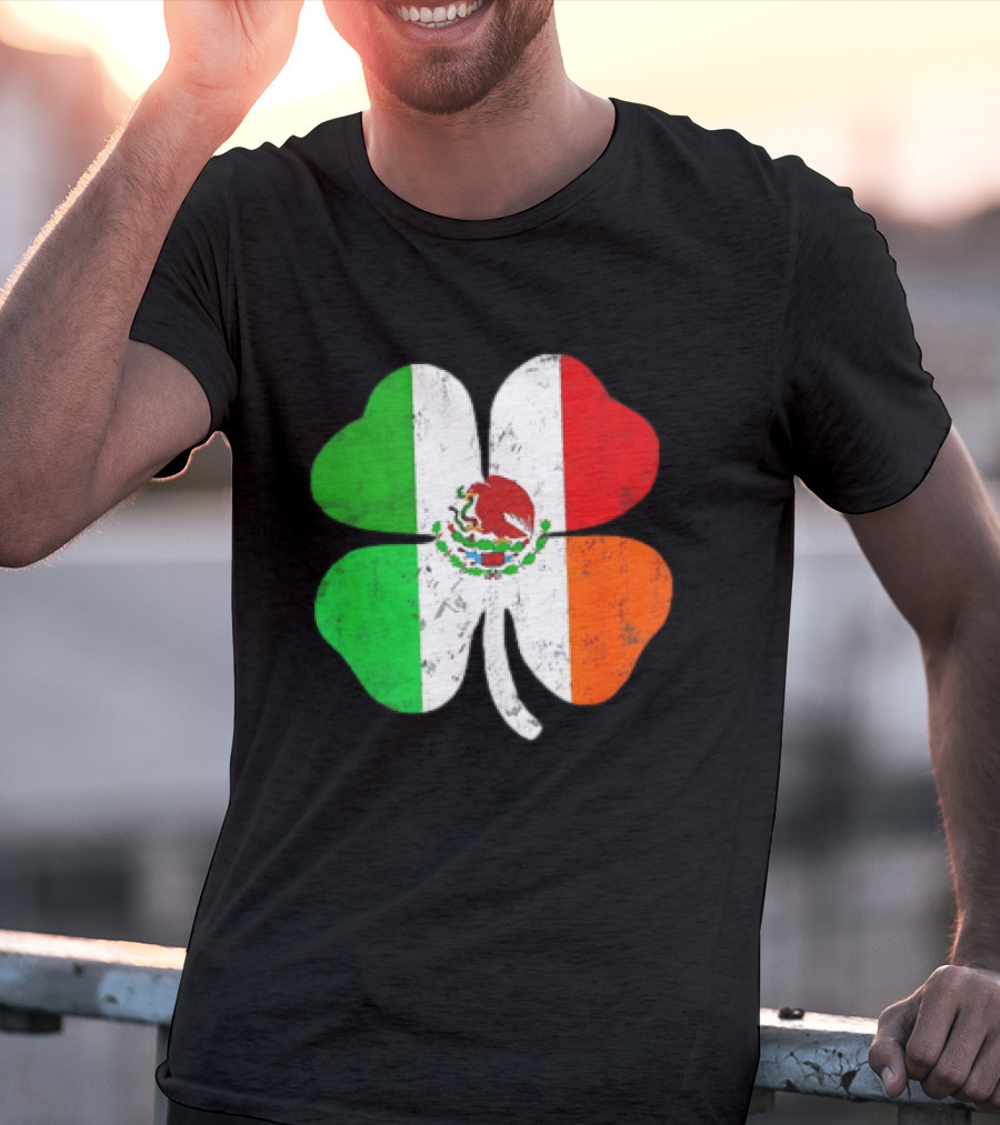Mexican Irish Shamrock Flag St Patrick's Mexico Ireland Unity T-Shirt