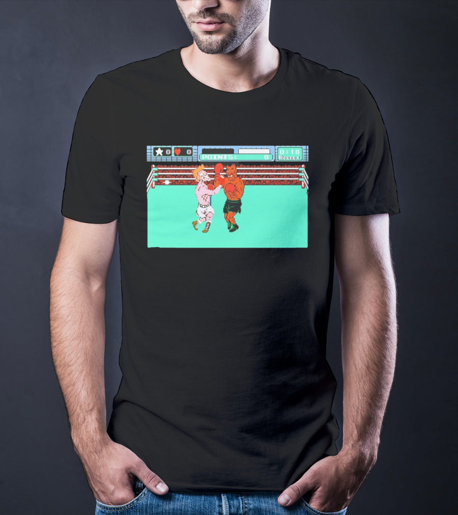 Punch Out NES Classic Mike Tyson Boxing Scene Retro 8 Bit Video Game T-Shirt