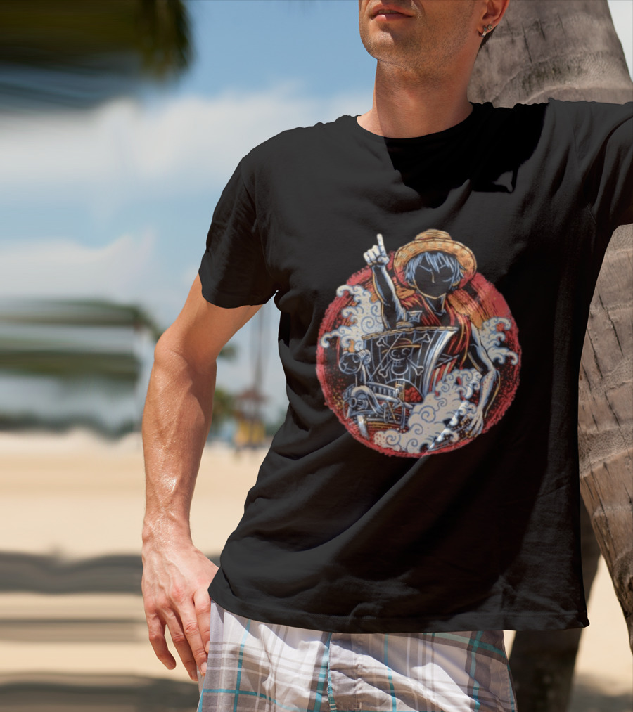 Monkey D Luffy Going Merry One Piece Anime Characters Pirate Ship Adventure T-Shirt