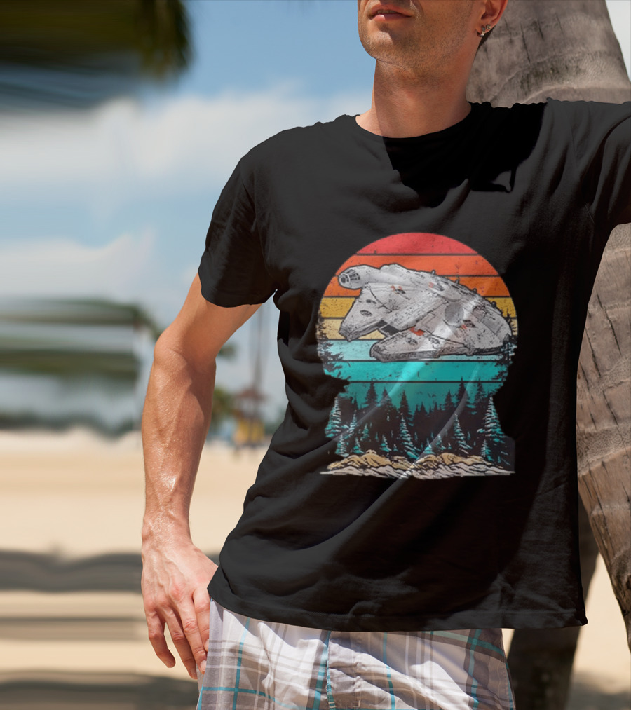 Star Wars Millennium Falcon Forest Sunset T-Shirt