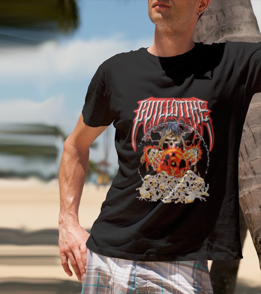 Guillotine Grim Reaper Crystal Ball Skulls Fiery Chains T-Shirt