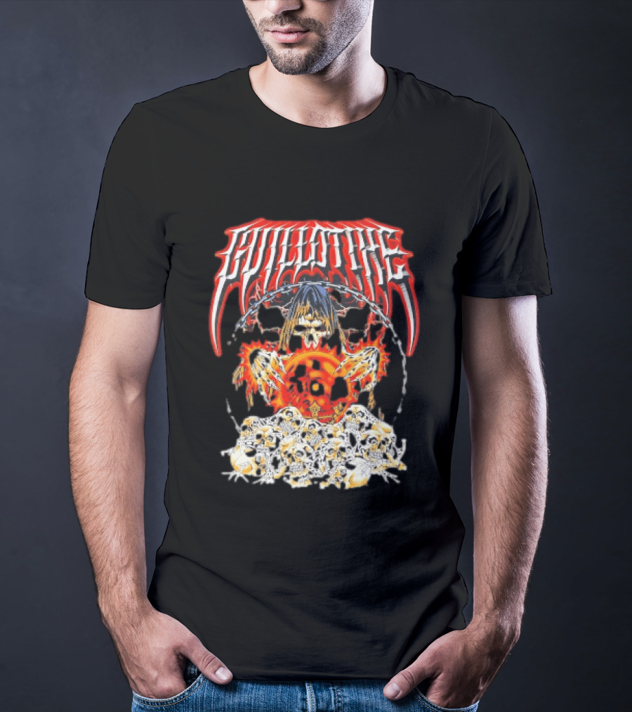 Guillotine Grim Reaper Crystal Ball Skulls Fiery Chains T-Shirt