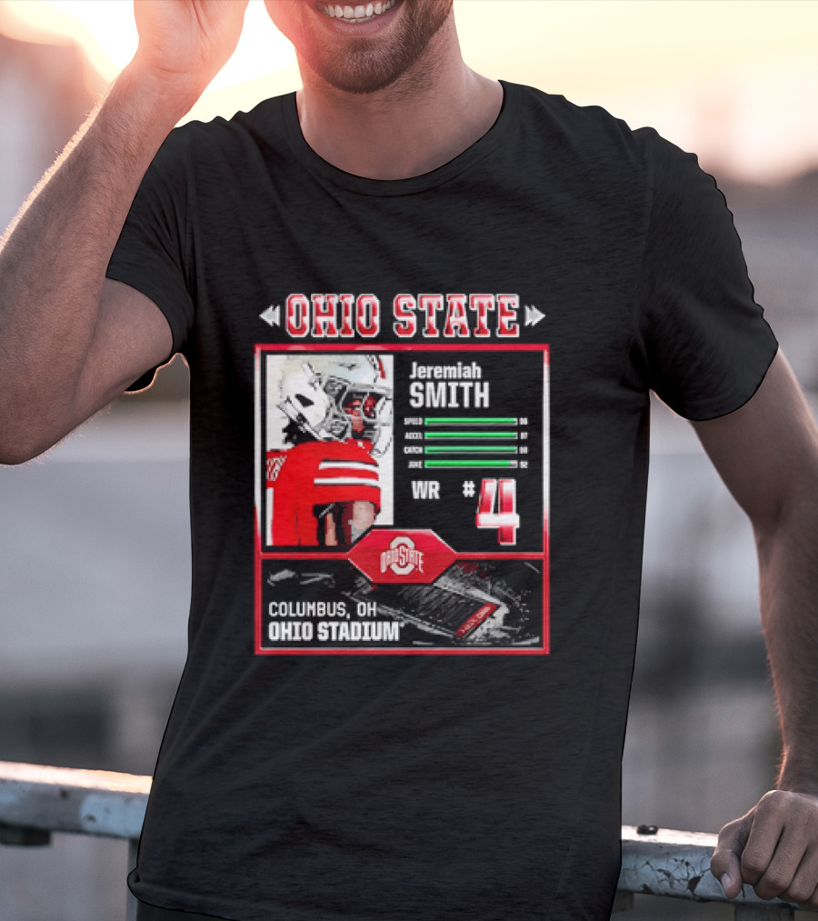 Ohio State Buckeyes Jeremiah Smith Columbus Football Ohio Stadium Number 4 T-Shirt