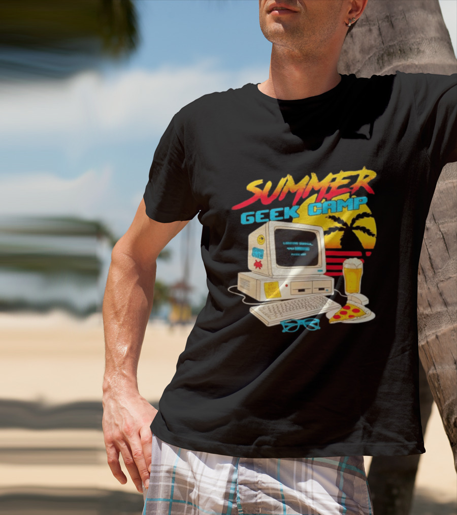 Summer Geek Camp Eat Sleep Code Repeat Loading Computer Pizza Beer T-Shirt