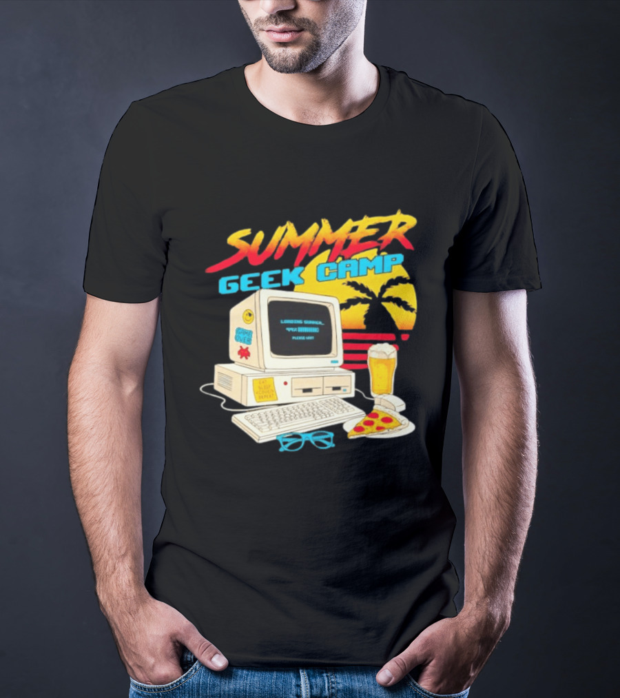 Summer Geek Camp Eat Sleep Code Repeat Loading Computer Pizza Beer T-Shirt