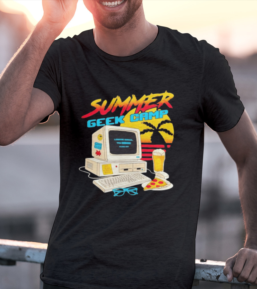 Summer Geek Camp Eat Sleep Code Repeat Loading Computer Pizza Beer T-Shirt