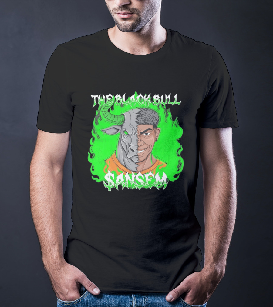 The Black Bull Sansem Half Man Half Bull Green Fire Fusion T-Shirt