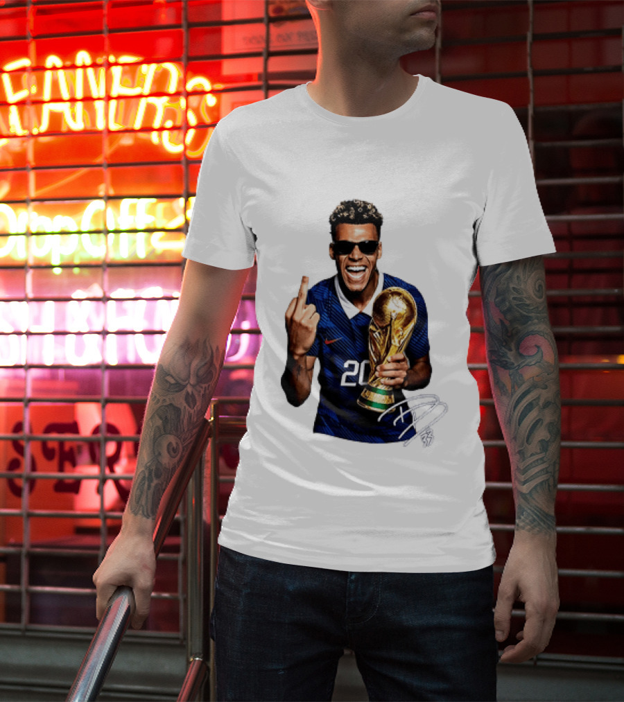 Desire Doue France National Team 20 Trophy Celebration Gesture T-Shirt