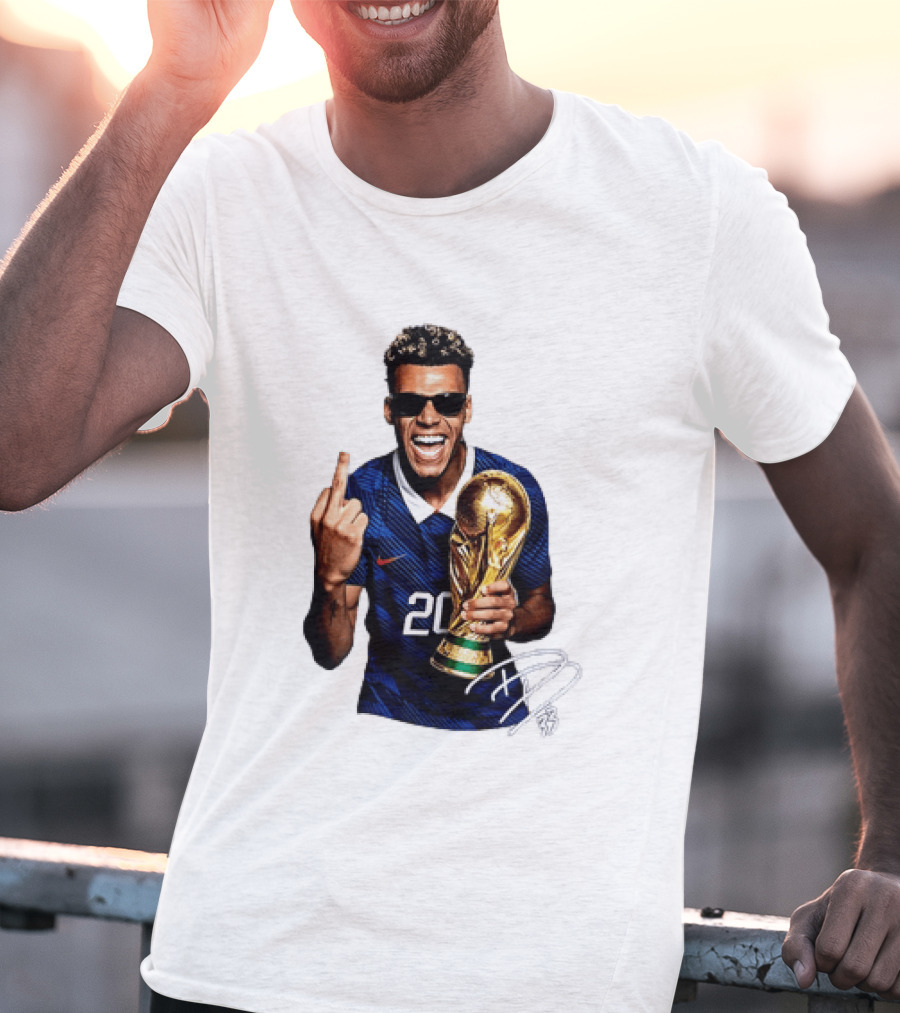 Desire Doue France National Team 20 Trophy Celebration Gesture T-Shirt