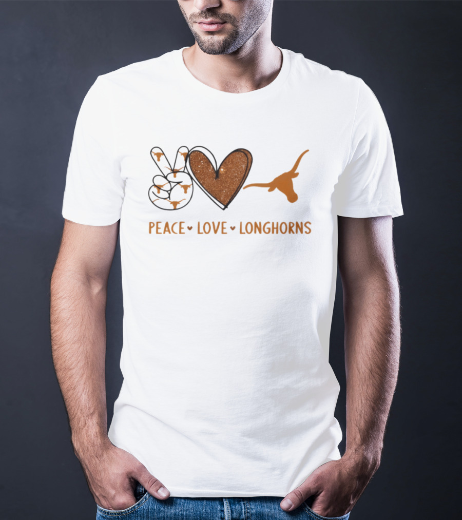Peace Love Longhorns Texas Football Fan Gear T-Shirt
