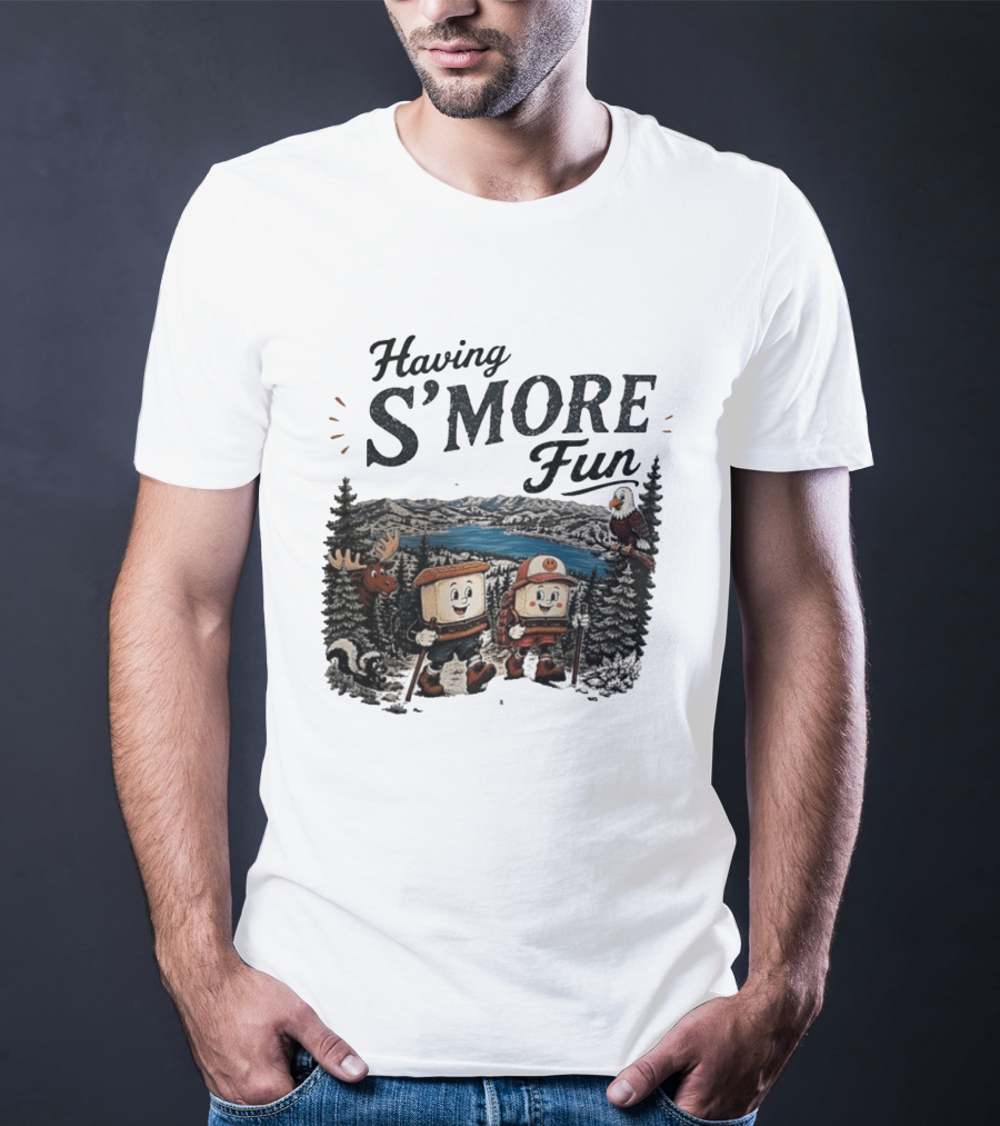 Having S'More Fun Camping Hiking At Bear Lake With Wildlife And Nature Scene T-Shirt