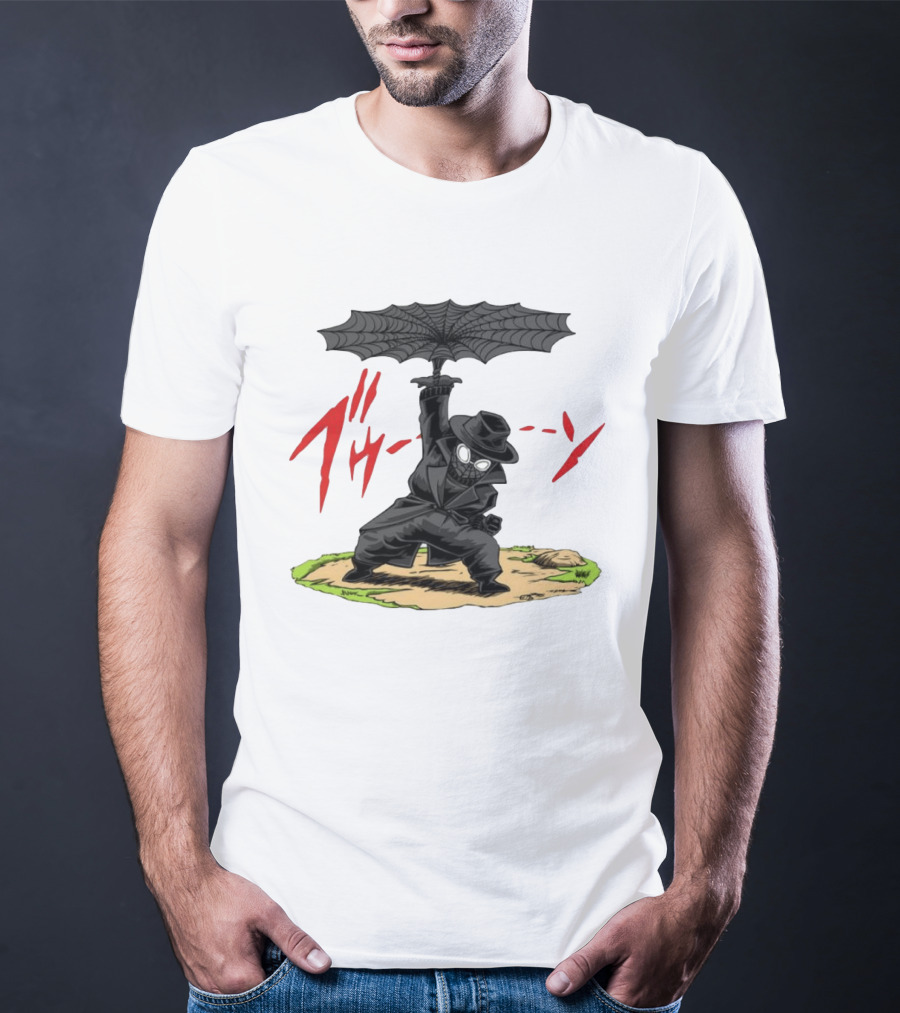 Spider Man Noir Marvel Comics Japanese Text Umbrella Scene T-Shirt