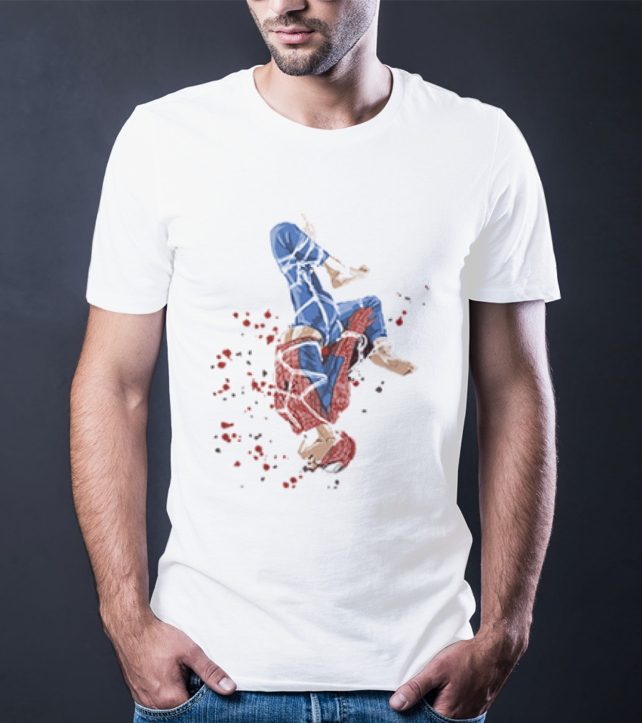 Spider Man Shibari Upside Down Rope Art With Red Flowers T-Shirt