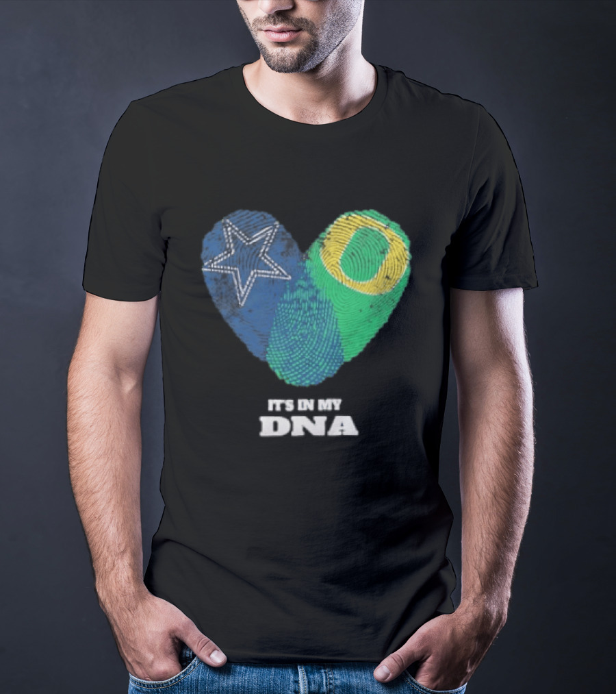 It's In My DNA Dallas Cowboys Oregon Ducks Heart Fingerprint T-Shirt
