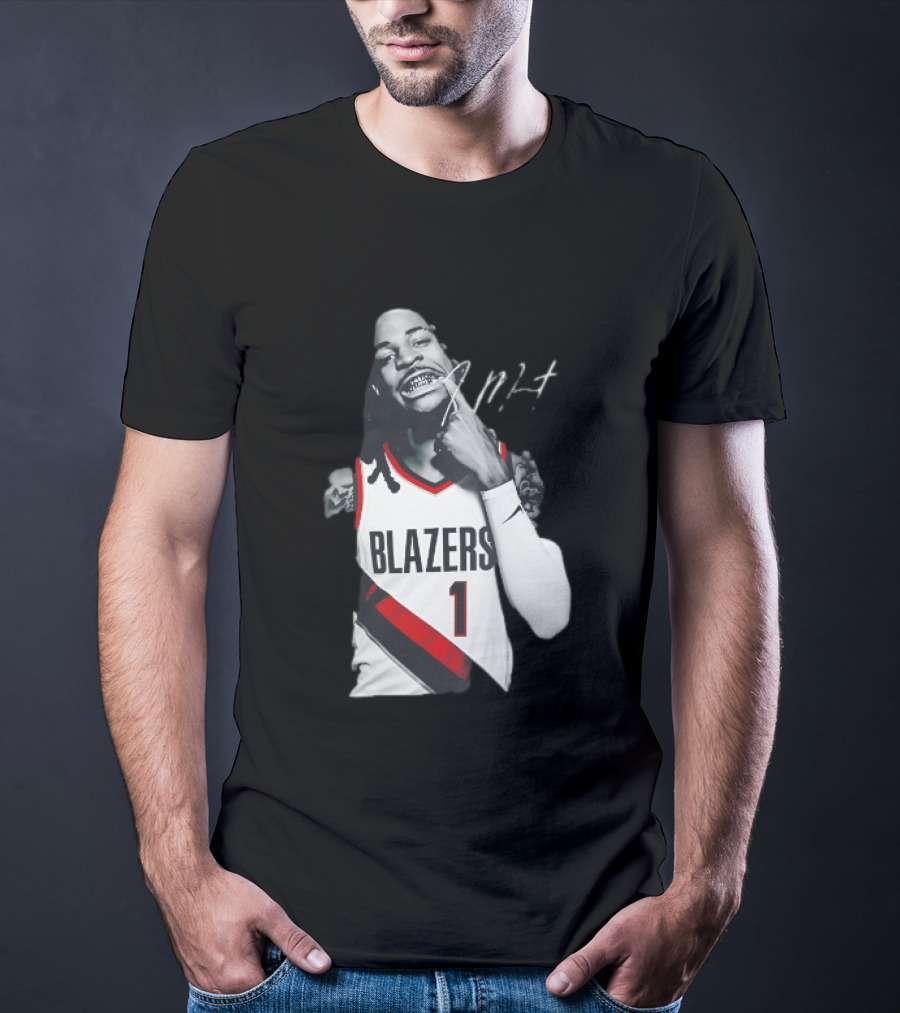 J MT Player Grills Number 1 Blazers T-Shirt