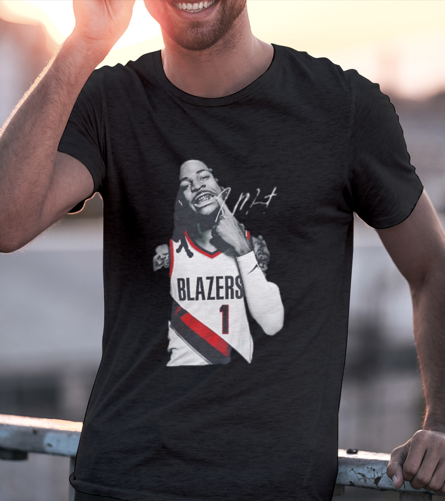 J MT Player Grills Number 1 Blazers T-Shirt