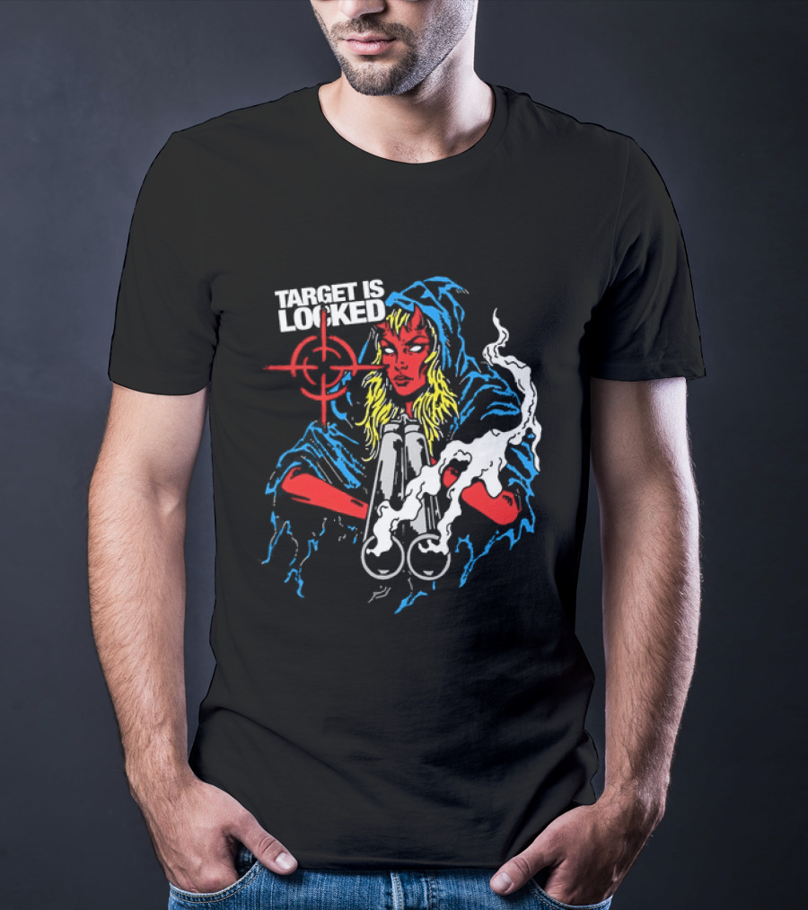 Target Is Locked Devil Woman Aiming Shotgun T-Shirt