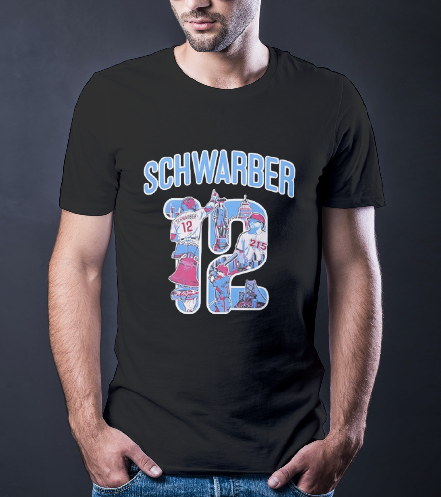 Kyle Schwarber Philadelphia Phillies 12 Liberty Bell City Skyline 215 T-Shirt
