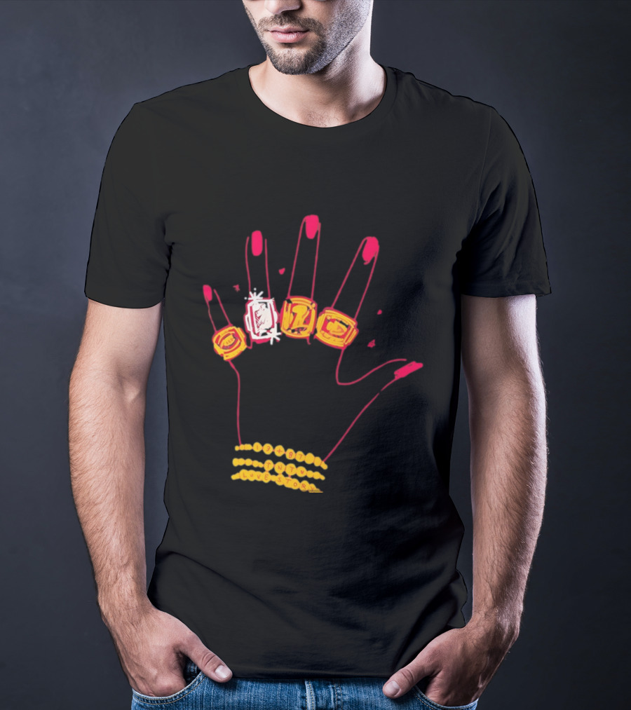 Hand Wearing Rings Bracelets 13 + 87 TNT Love Story T-Shirt