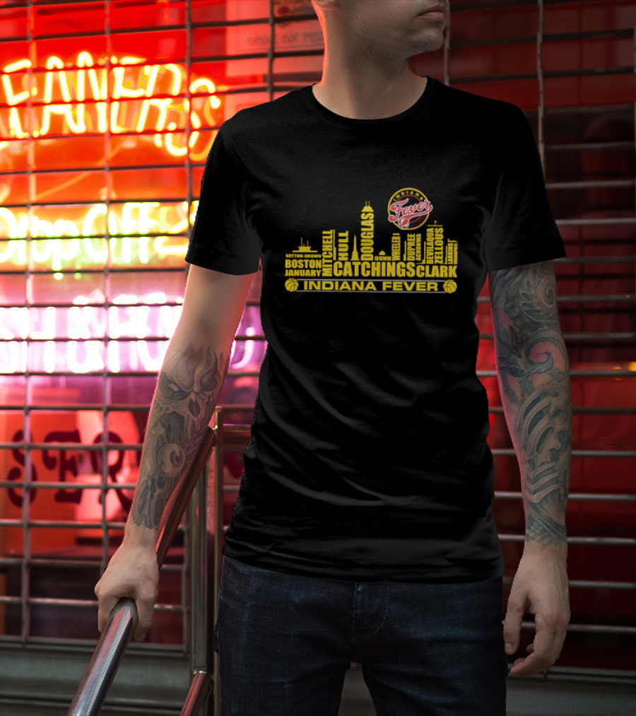Indiana Fever Tamika Catchings Skyline WNBA Roster T-Shirt