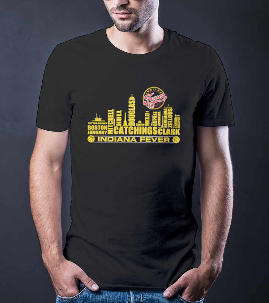 Indiana Fever Tamika Catchings Skyline WNBA Roster T-Shirt