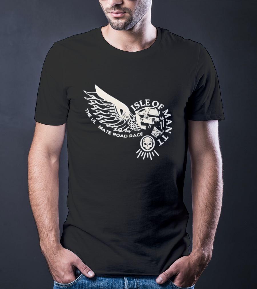 Isle Of Man TT Ultimate Road Race Skull Wing Motorcycle T-Shirt