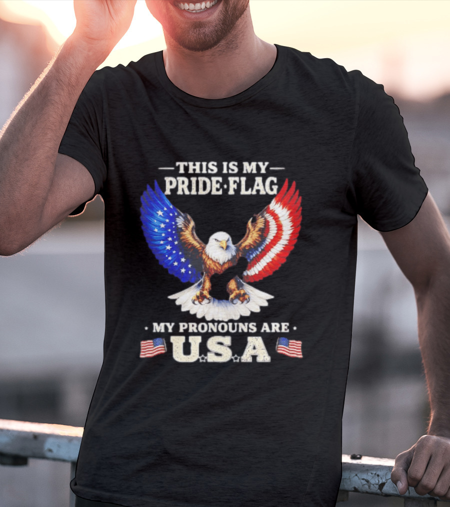 This Is My Pride Flag American Eagle My Pronouns Are USA T-Shirt