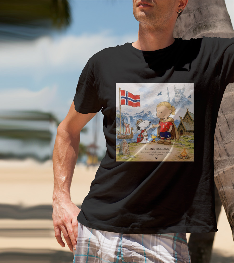 Norway Erling Haaland Snoopy Viking Norsk Sterk Som Fjellet Rask Som Vinden Norge I Hjertet T-Shirt