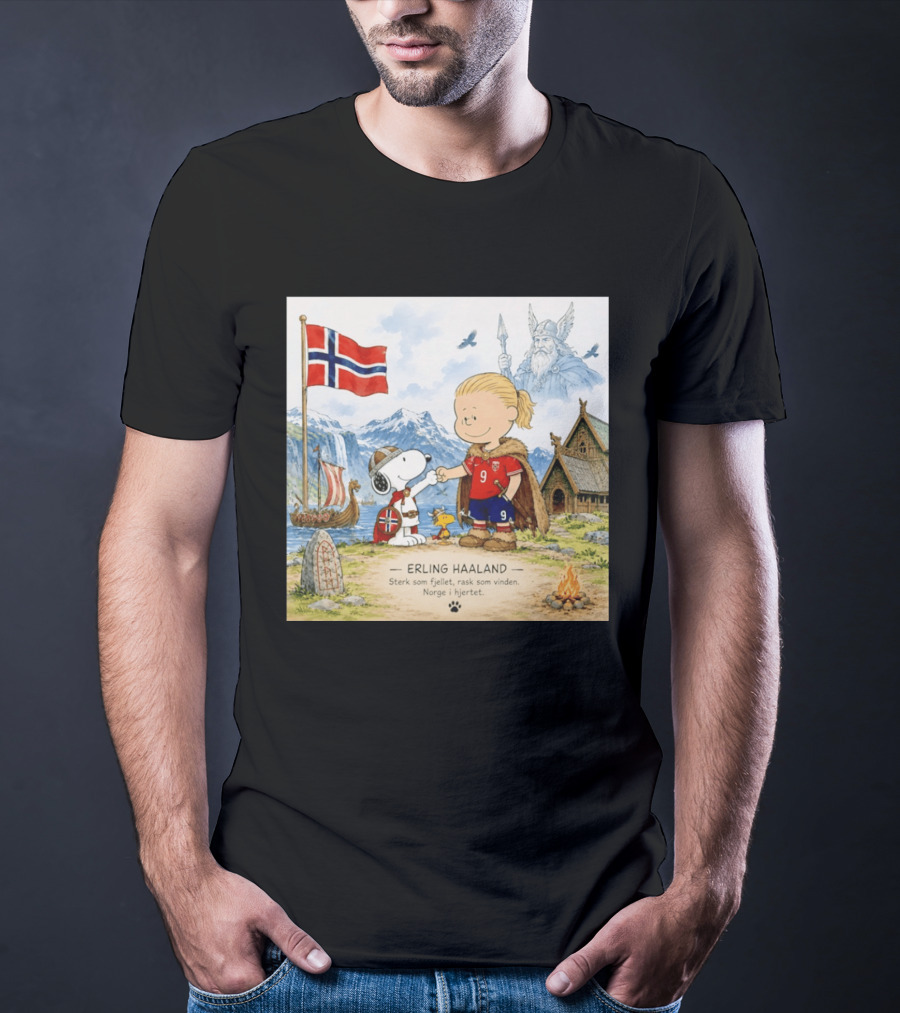 Norway Erling Haaland Snoopy Viking Norsk Sterk Som Fjellet Rask Som Vinden Norge I Hjertet T-Shirt