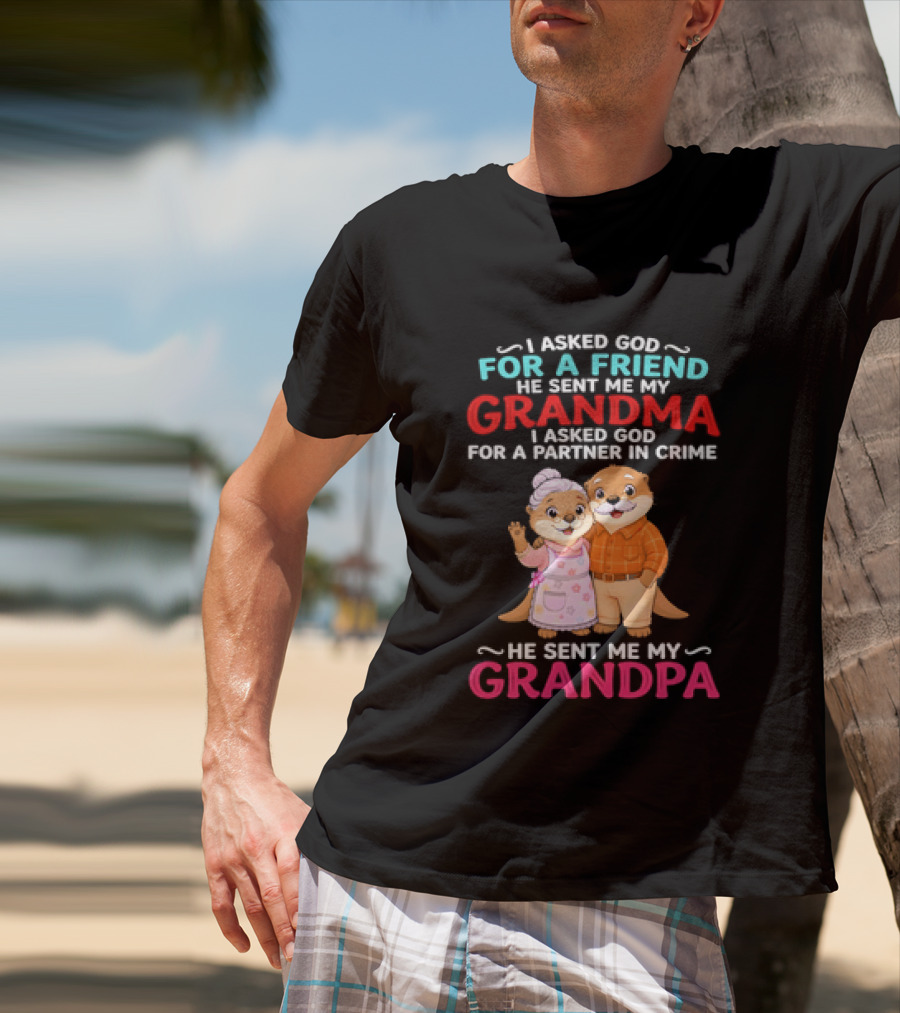 I Asked God For A Friend He Sent Me My Grandma Partner In Crime Grandpa Otter T-Shirt
