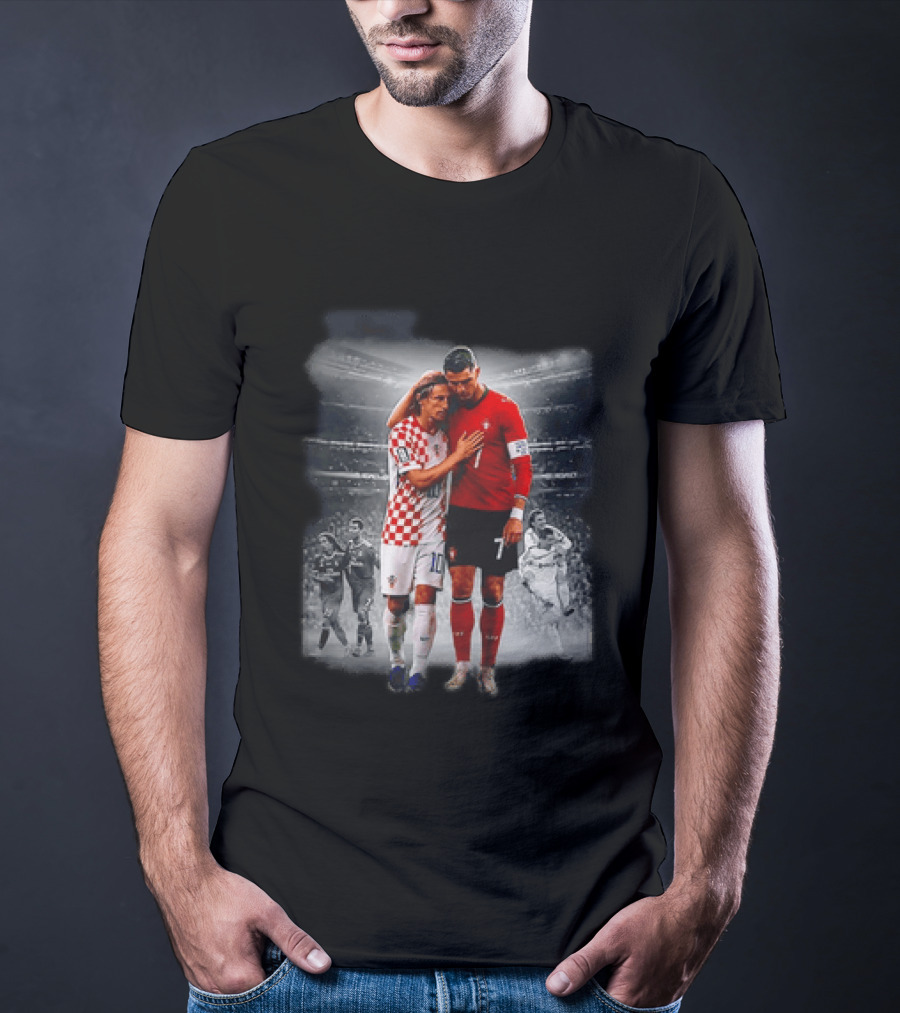 Portugal Cristiano Ronaldo Croatia Luka Modric Embrace Football Icon Moment T-Shirt