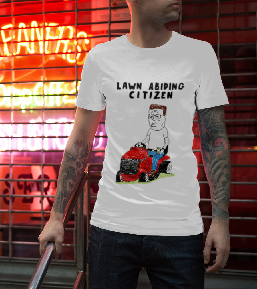 Lawn Abiding Citizen Hank Hill Cartoon Riding Mower Image T-Shirt