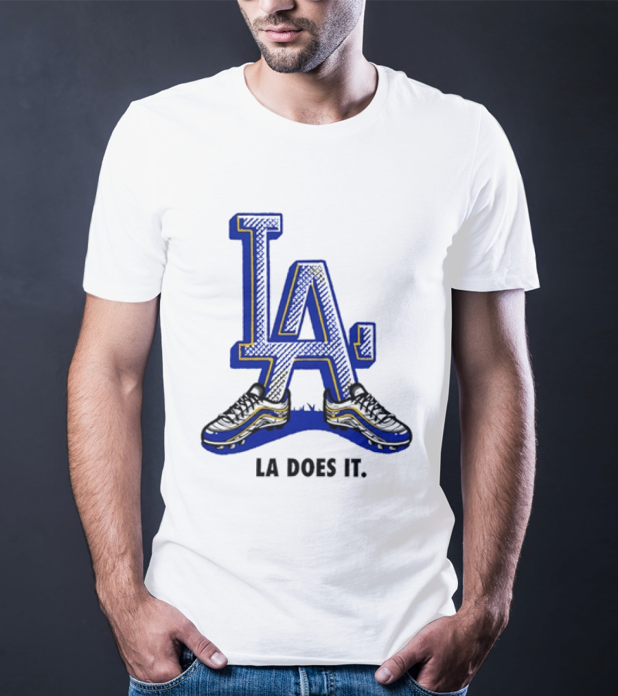 LA Dodgers LA Does It Baseball Footwear T-Shirt