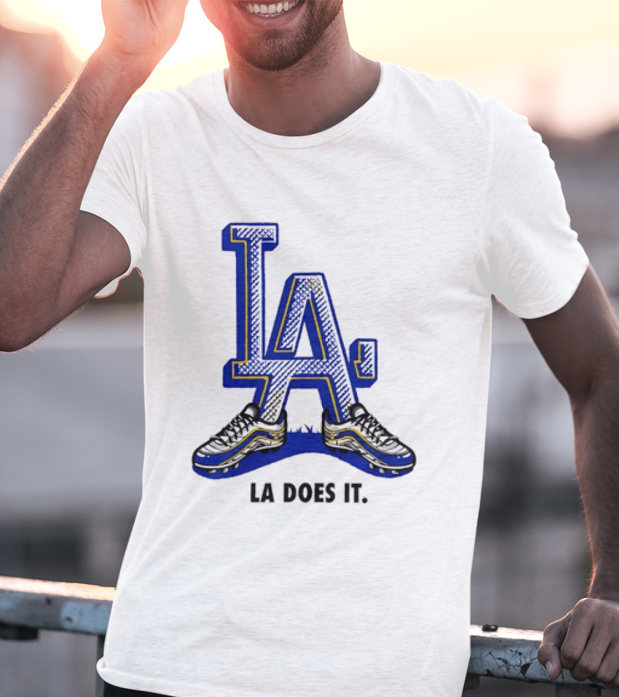 LA Dodgers LA Does It Baseball Footwear T-Shirt
