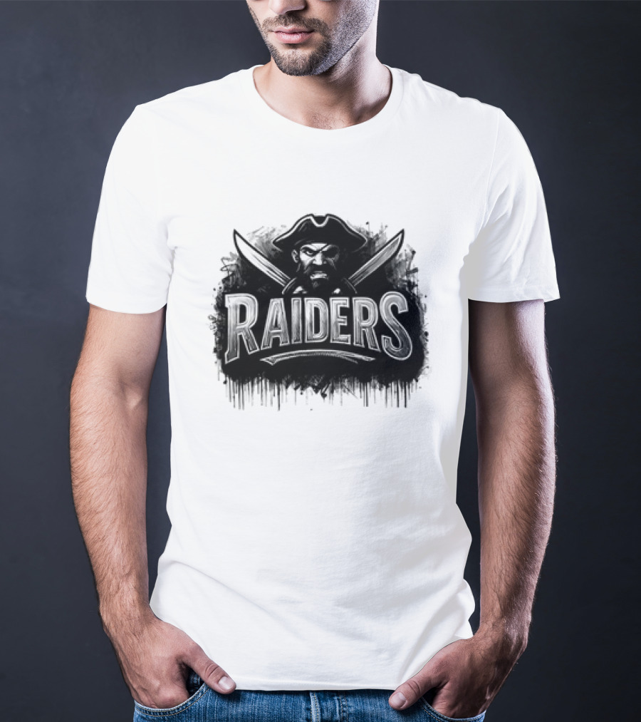 Las Vegas Raiders Distressed Pirate Logo Skull Swords And Raider T-Shirt
