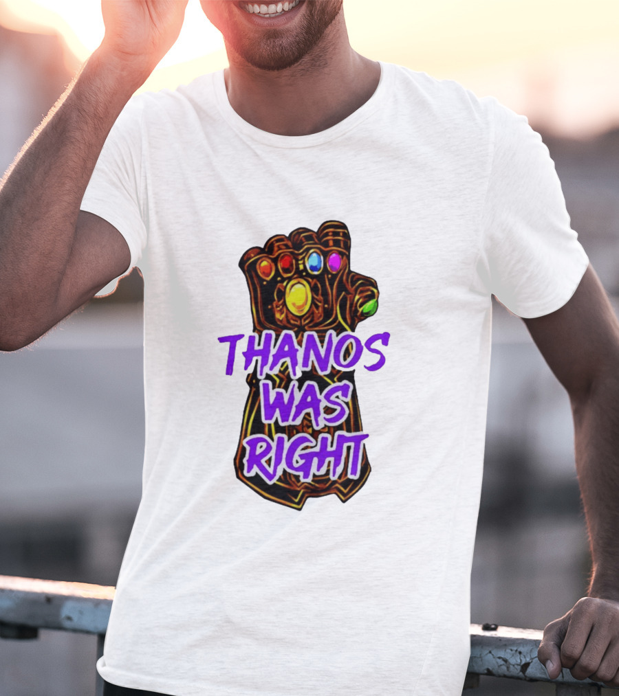 Thanos Was Right Marvel Infinity Gauntlet Bold Purple T-Shirt