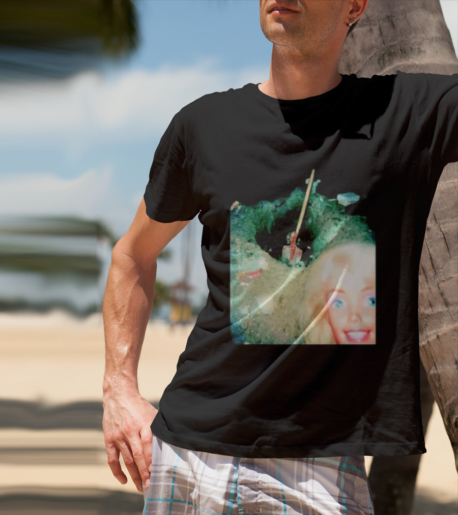Barbie Doll Digging A Grave Shovel Surreal Scene T-Shirt