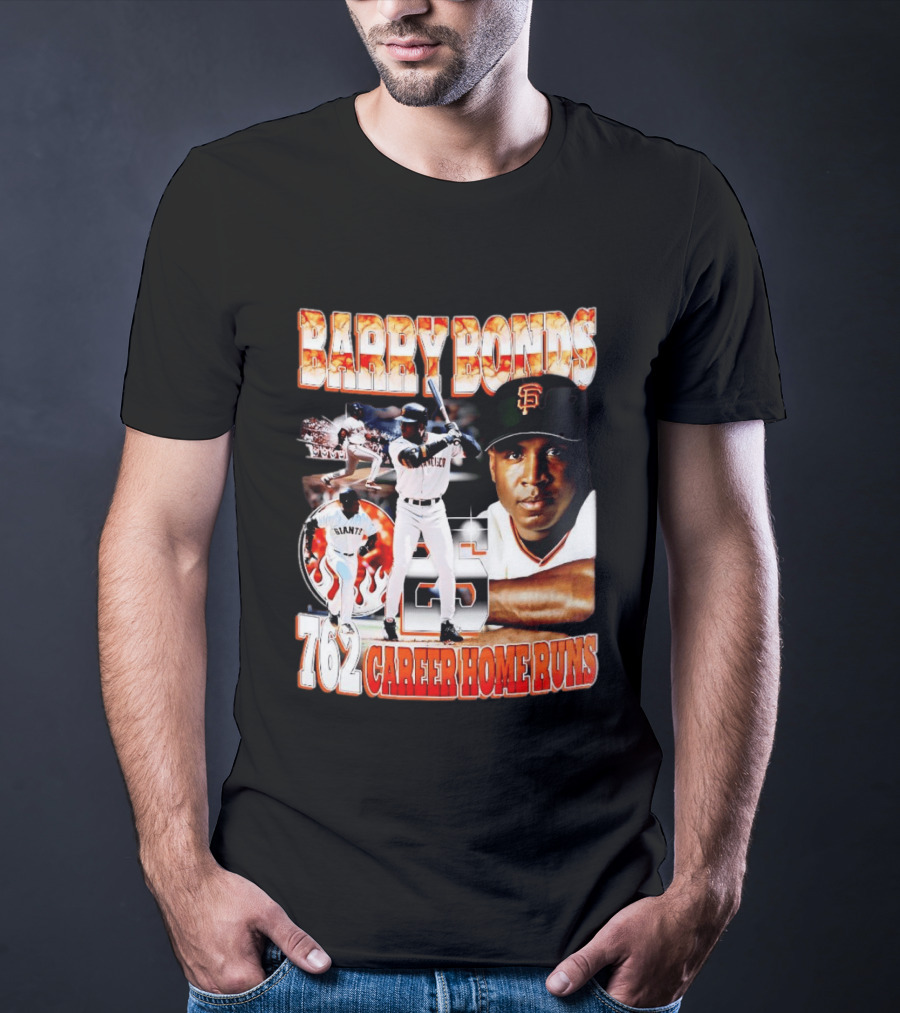 Barry Bonds Giants 25 San Francisco 762 Career Home Runs T-Shirt