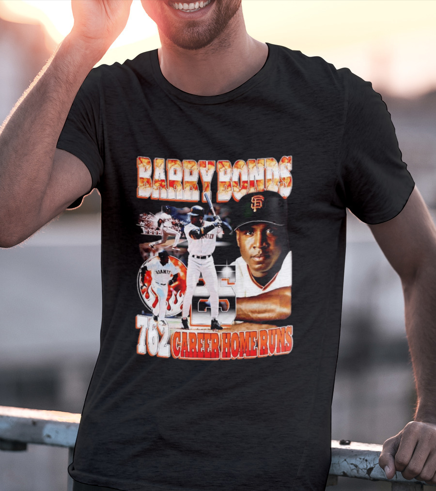 Barry Bonds Giants 25 San Francisco 762 Career Home Runs T-Shirt