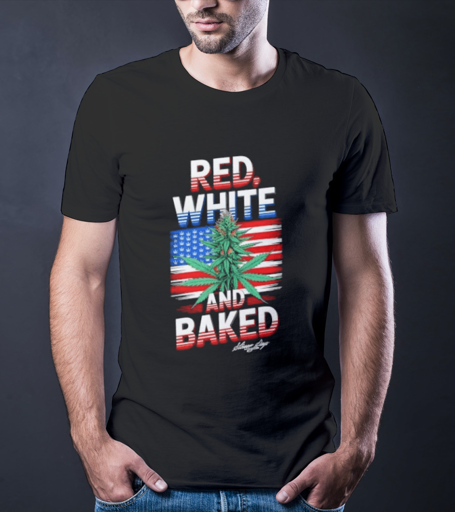 Cannabis Leaf Red White And Baked American Flag Stoner Days Fourth Of July T-Shirt