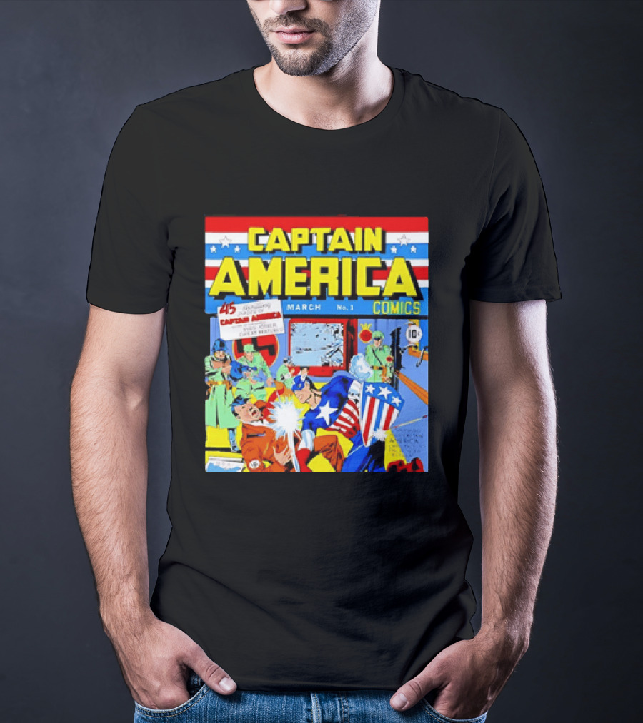 Captain America Comics March No 1 Smashing Thru Hitler Issue Cover 1941 T-Shirt