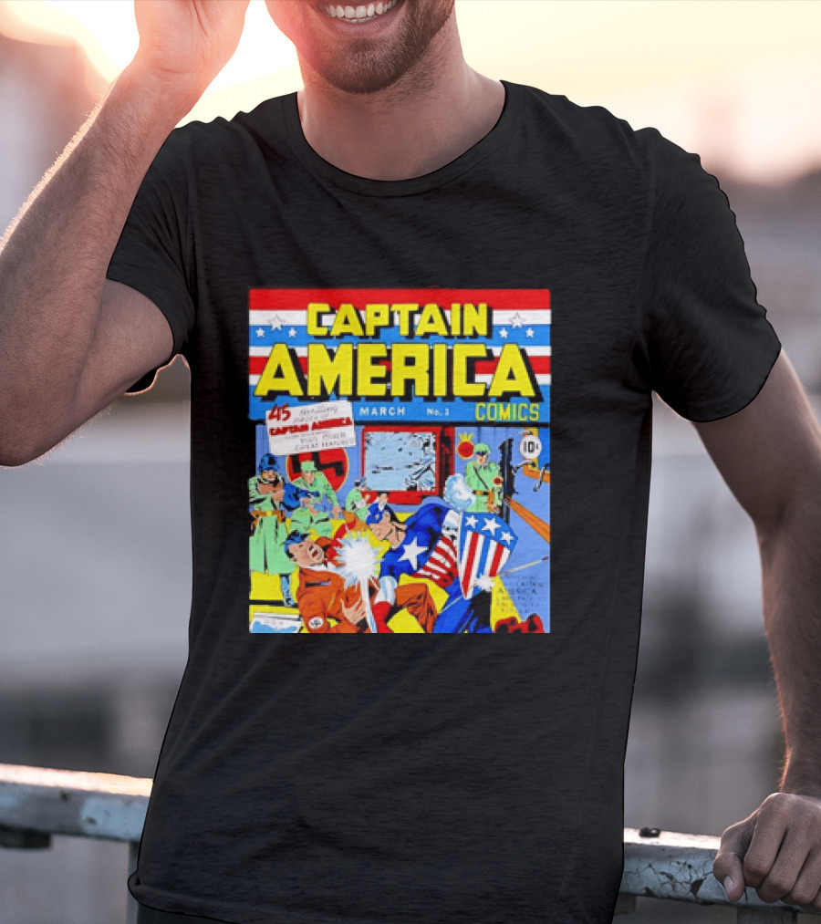 Captain America Comics March No 1 Smashing Thru Hitler Issue Cover 1941 T-Shirt