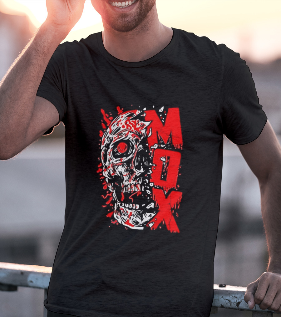 Creepy Zombie Skull MOX Red Splatter T-Shirt