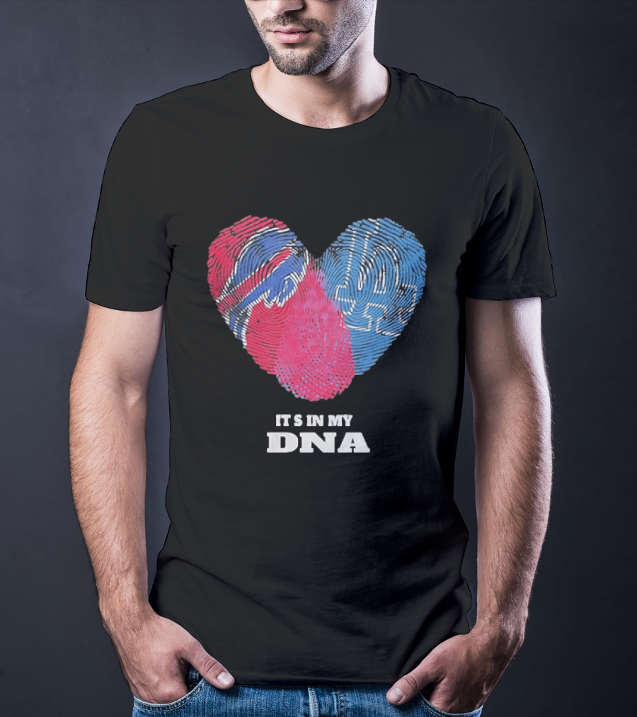 Buffalo Bills Los Angeles Dodgers It's In My DNA Fingerprint Heart T-Shirt