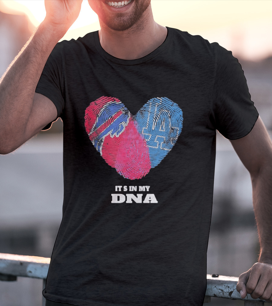 Buffalo Bills Los Angeles Dodgers It's In My DNA Fingerprint Heart T-Shirt